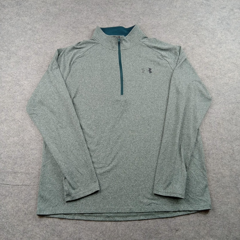 Under Armour Pullover Mens Large Green 1/4 Zip Long Sleeve Athletic Top Gym